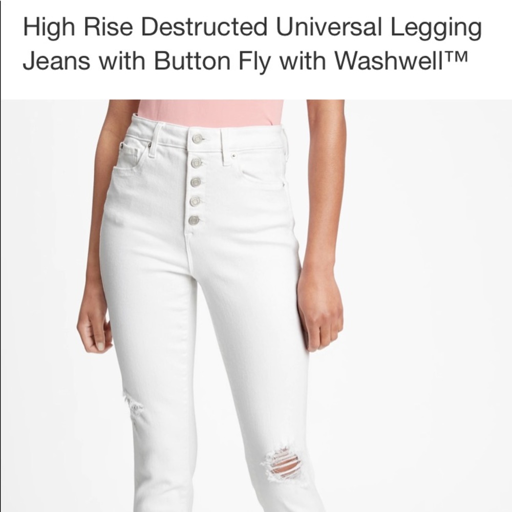 GAP High rise white legging jeans. Deconstructed